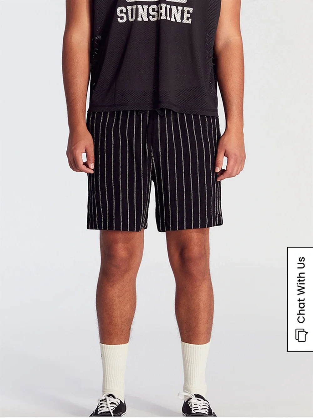 Pacsun Black Stripe Linen Shorts Men's Black Pinstripe Casual Shorts M